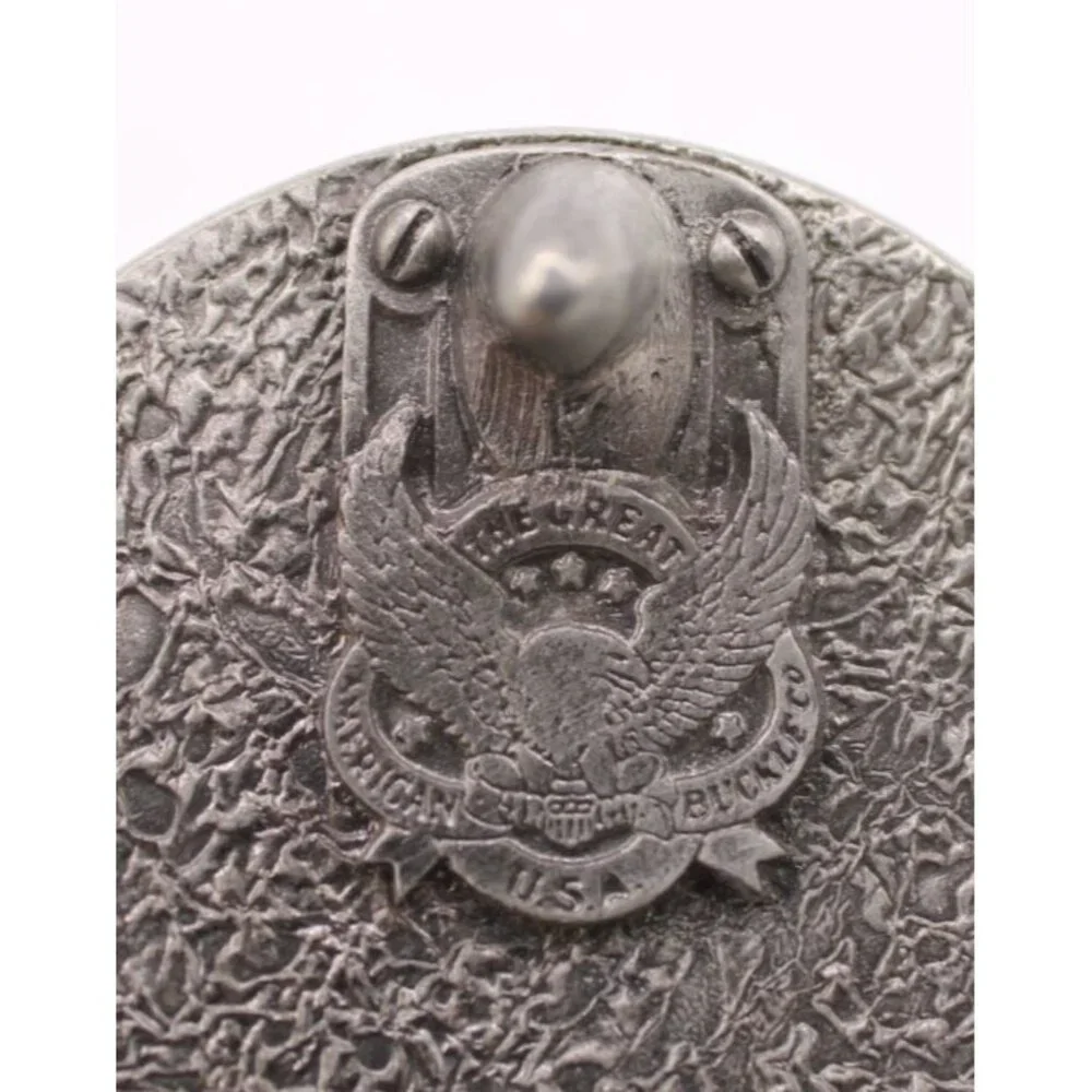 Fish America Belt Buckle Oval Design Sportfishing Pewter Ltd Edt USA Made Vtg